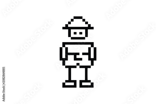Simple Black Pixel Art Thief Silhouette for Digital Comics and Mystery Animations
