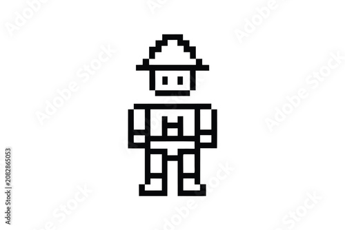 Minimalist Pixel Art Thief Silhouette Design for Mobile Apps and Crime Adventure Games
