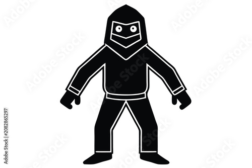 Elegant White Pixel Art Thief Silhouette for Minimalist Gaming and Mystery Designs