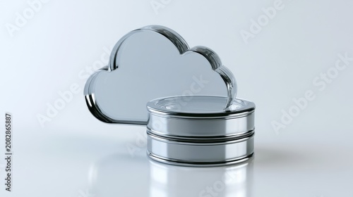 Metallic Cloud Database Symbol for Data Storage