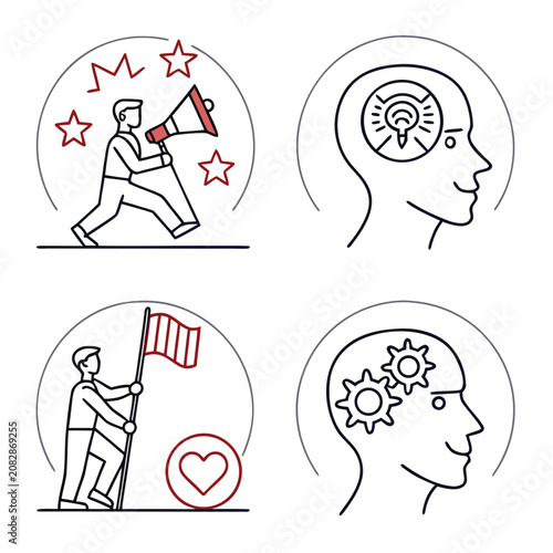 Business and personal growth concept line icon set