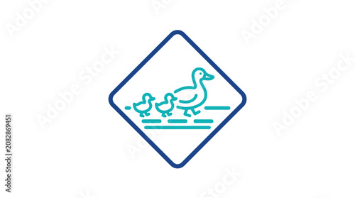 Foto Duck Family Road Sign Warning Symbol.