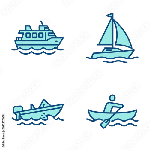 Foto Variety of Boats on Water.