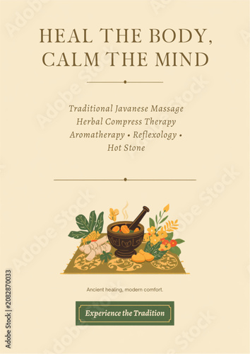 Traditional Javanese Massage Herbal Compress Aromatherapy Elegant Spa Promo Poster