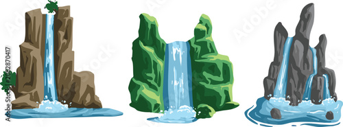 Editable vector set with a waterfall theme