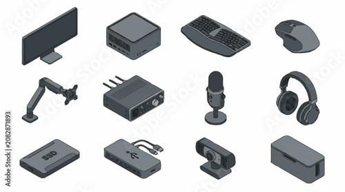 Foto Flat Design Collection of Electronic Devices and Accessories.