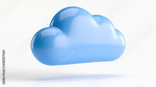 Glossy Blue Cloud Icon for Digital Computing Services