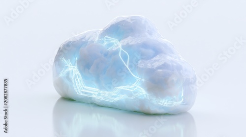 Glowing Cloud Technology Network Represented with Blue Light