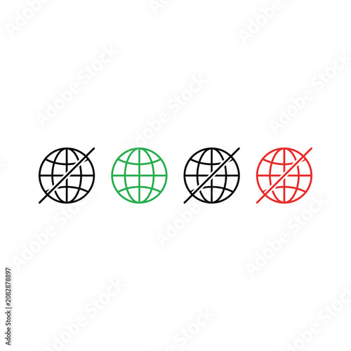 Bild auf Leinwand Four globe icons with lines through them are shown side by side