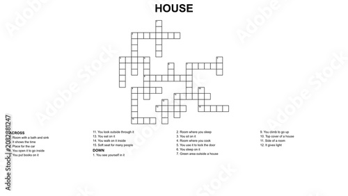 Photos Simple crossword puzzle with theme HOUSE