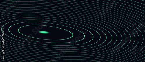 Cuadro en lienzo Abstract dark background features a glowing green light source surrounded by exp