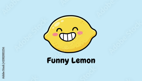 Happy lemon character with a big smile and text