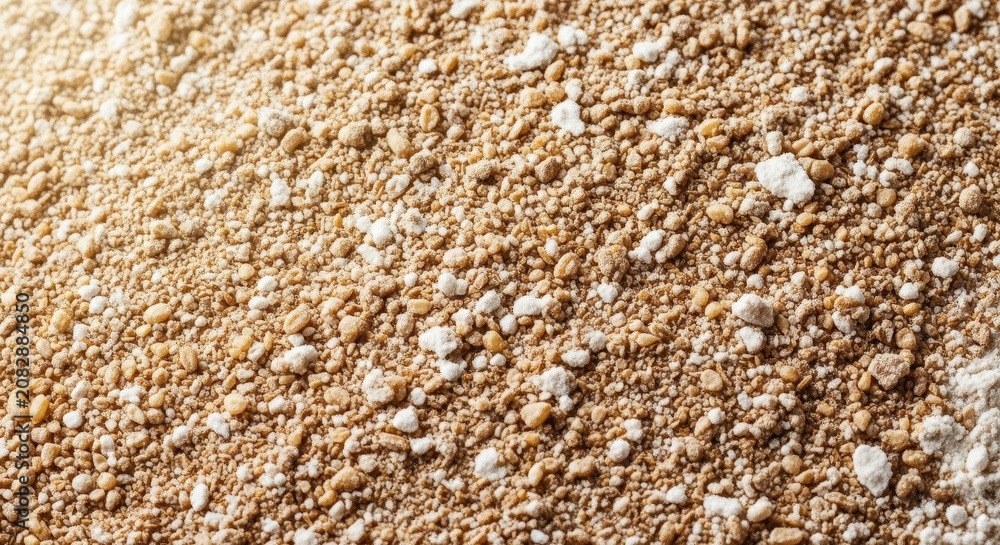 Fototapeta premium Textured background of healthy unprocessed wholemeal grain flour, perfect ingredient for rustic baking and nutritious breakfast foods, fiber, ingredient, raw