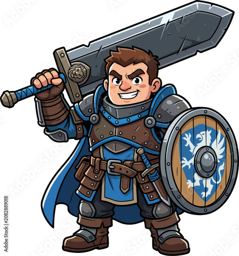 Pixel art warrior with sword and shield, fantasy character illustration for games