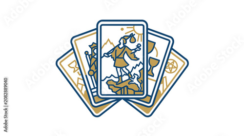 Tableau sur toile Tarot cards with fortune teller illustration.
