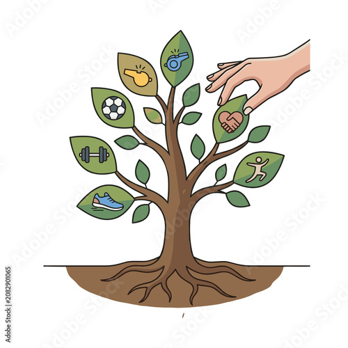 Sports and Wellness Tree Vector Illustration for Healthy Lifestyle
