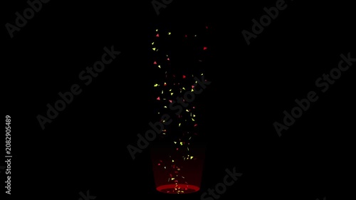 abstract colorful polygon particle vortex spiral animation on black background seamless motion loop