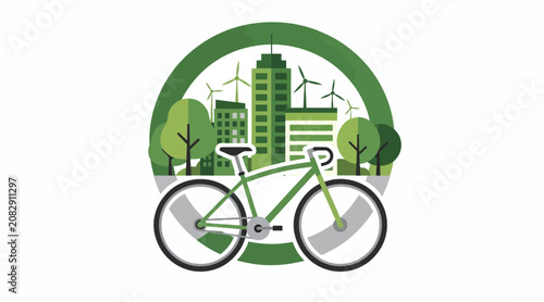 Eco-friendly City Bicycle and Green Buildings with Wind Turbines