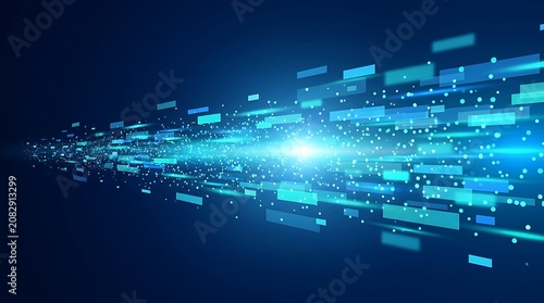 Abstract blue digital data stream background