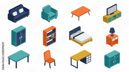 Collection of various furniture icons.