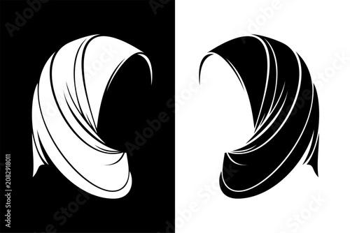 women's veil without face black and white vector art