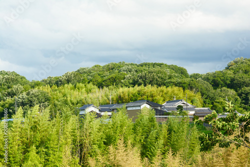 兵庫県・三田市雨季の 東条川付近の風景
