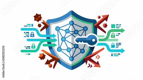 Digital shield with key protecting network against cyber threats