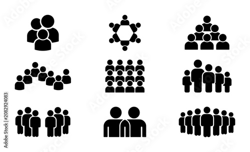 Diverse Group Icons, People Silhouettes Collection, Teamwork & Community Vector Set