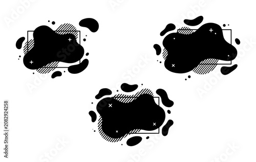 Abstract Black Organic Shapes, Modern Blob Elements, Fluid Design Frames, Vector Set