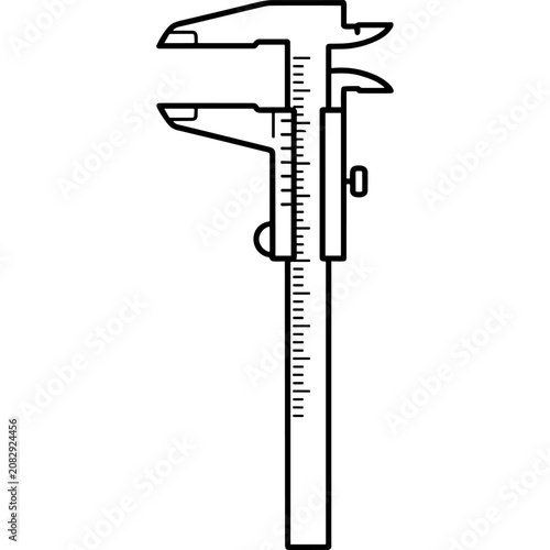 Vernier caliper measuring gauge line art icon