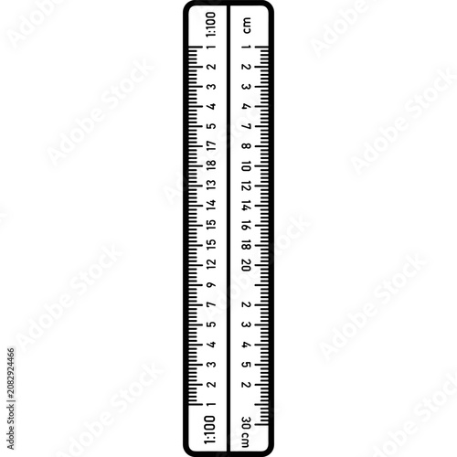 Vertical metric ruler line art icon