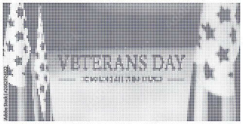 Photos Veterans day memorial halftone background with stars and stripes theme