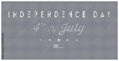 Independence day typographic design with star shape and dotted background.