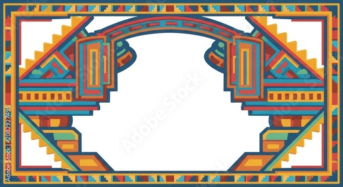 Vibrant geometric frame design element border.