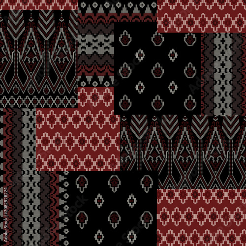 Valokuva ajrak ethnic patchwork pattern Black background