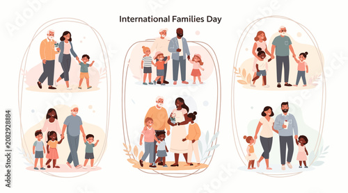 Diverse Families Celebrating International Families Day, Unity and Love