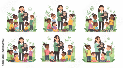 Diverse family and children illustration