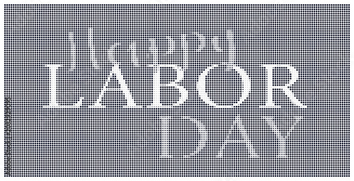 Labor day lettering design featuring halftone dot texture for celebrations.
