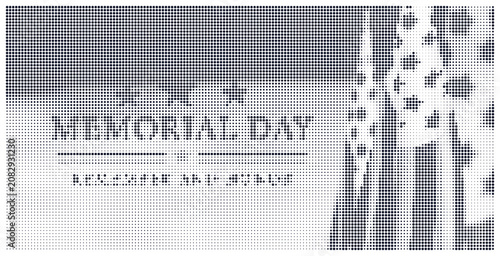 Memorial day tribute background with dotted stars and stripes pattern.