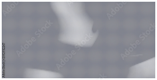 Minimalist halftone dot gradient background with abstract flowing shapes.