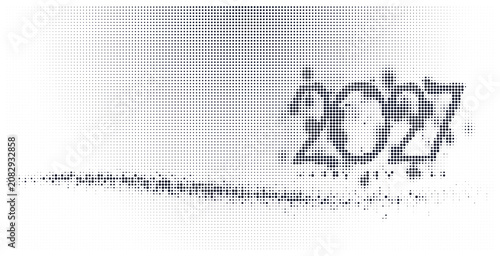 New year 2027 concept with abstract halftone dot design and motion effect.