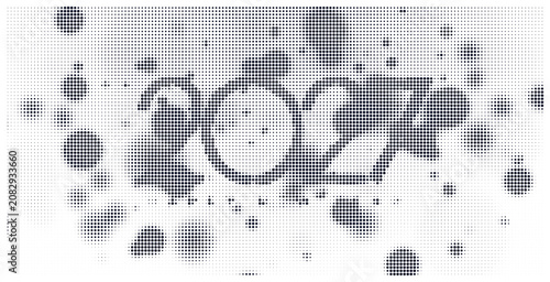 New year 2027 design concept with abstract halftone dot splatter textures.