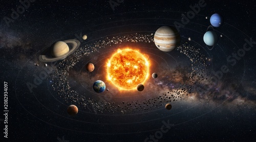 The Solar System With The Sun And Planets In Orbit.