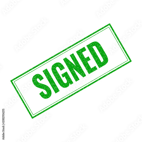 Green signed rubber stamp text icon