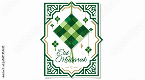 Eid Mubarak greeting card, Islamic holiday celebration