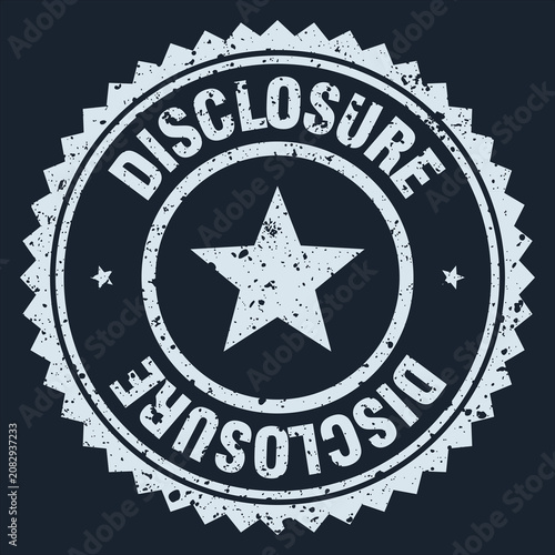 Foto disclosure white grunge round stamp. disclosure stamp