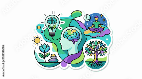 Colorful illustration of holistic well-being concepts
