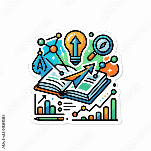Colorful illustration of learning innovation and growth concepts