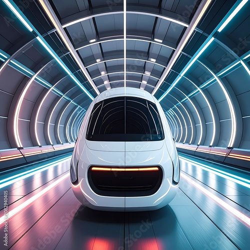 A futuristic white vehicle in a neon-lit tunnel (1)