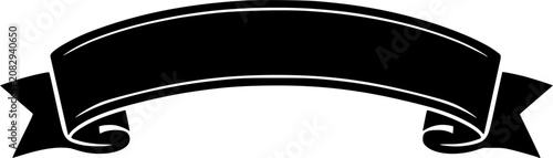 Black Curved Ribbon Banner Vector Illustration